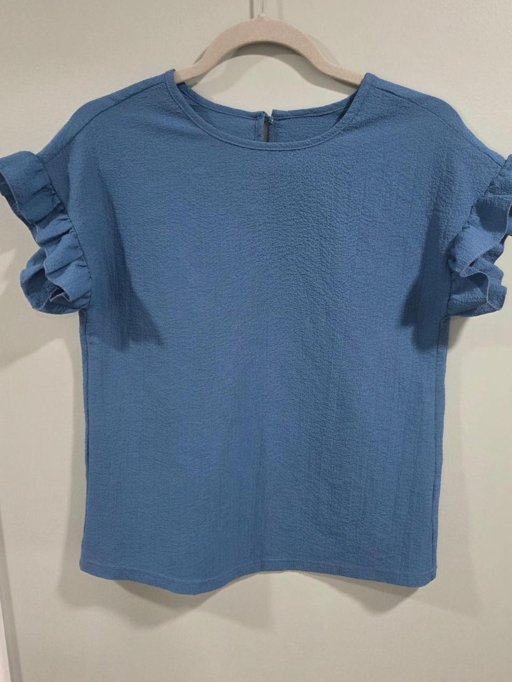 Source Unknown Powder Blue Ruffle Sleeve Blouse